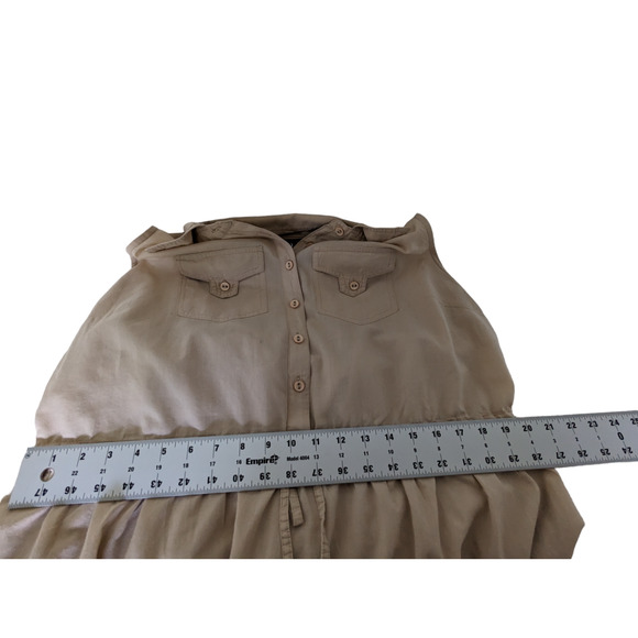 Dots Women's Plus Size 2X Sleeveless Button Down Tan Dress - Picture 5 of 12